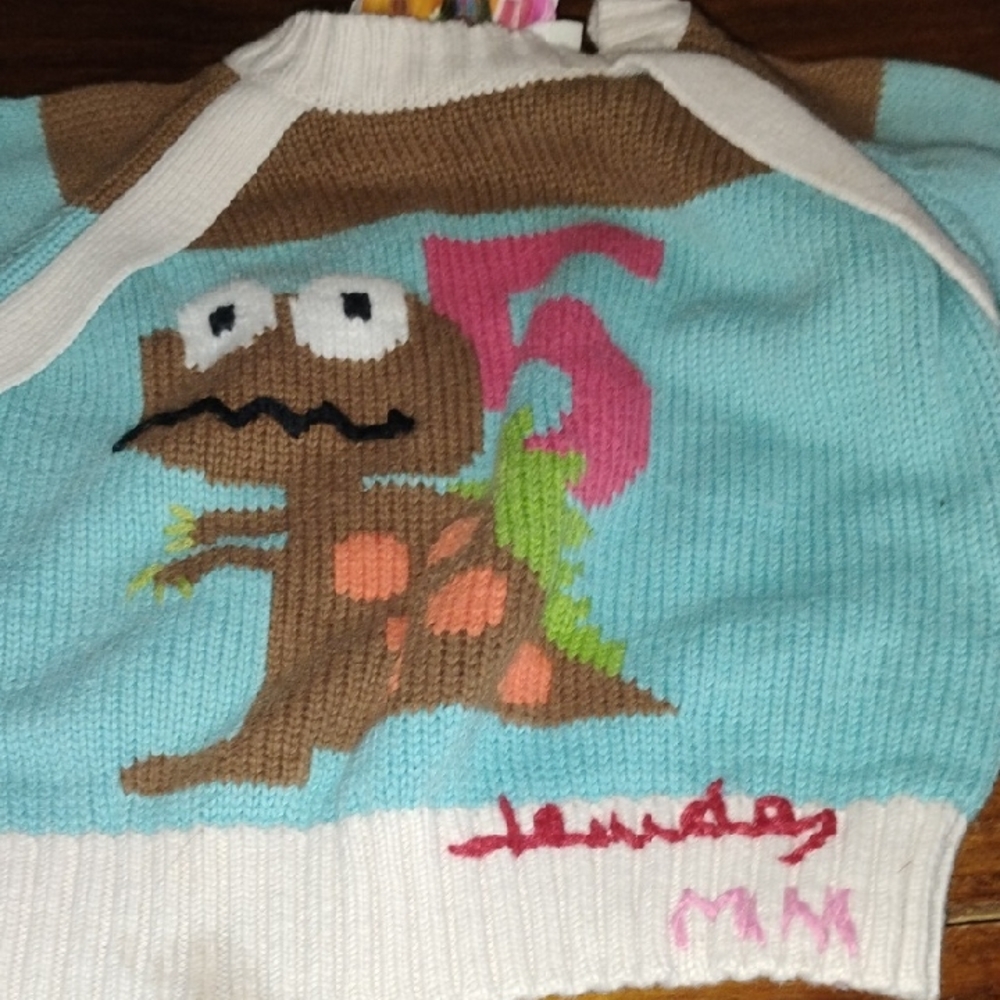 Lourdes Mini. Cute Playful Dinosaur Kids Sweater